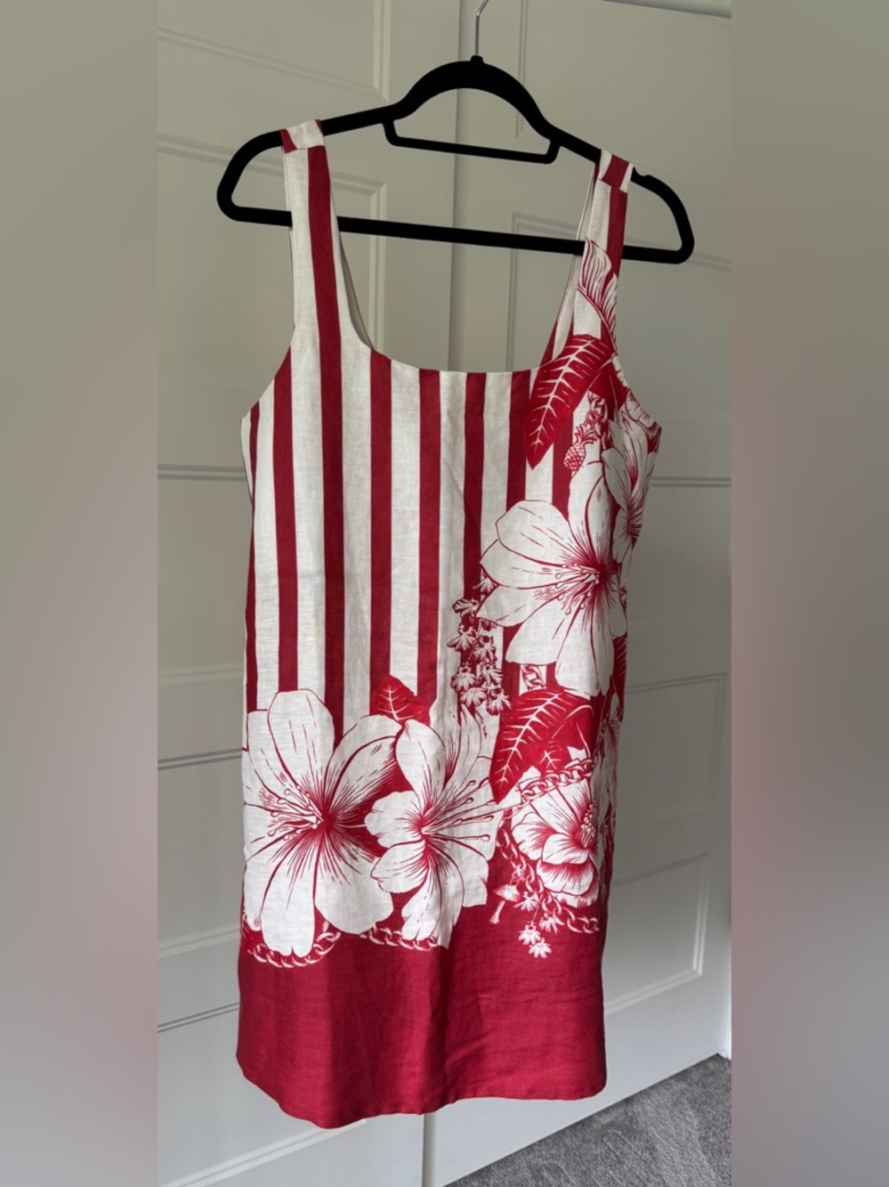 FARM Rio Red and White Striped Floral Mini Dress